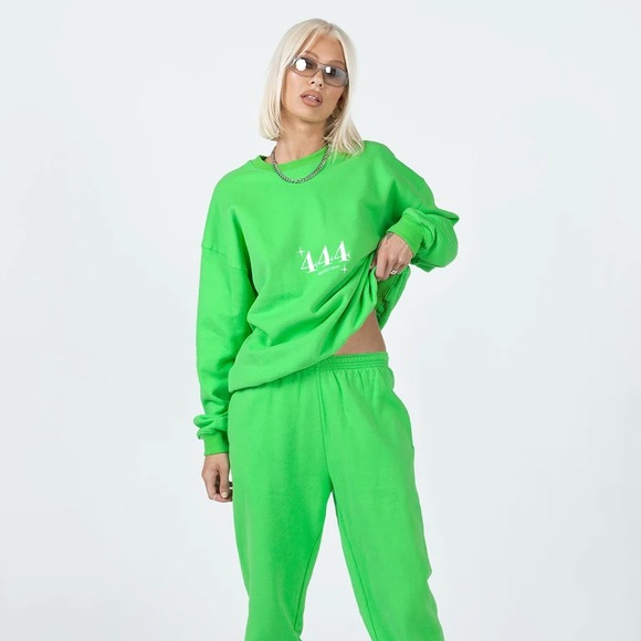 Princess Polly Only Four You 444 Angel Number Green Sweatshirt Jumper Size 2 NWT - Picture 2 of 11